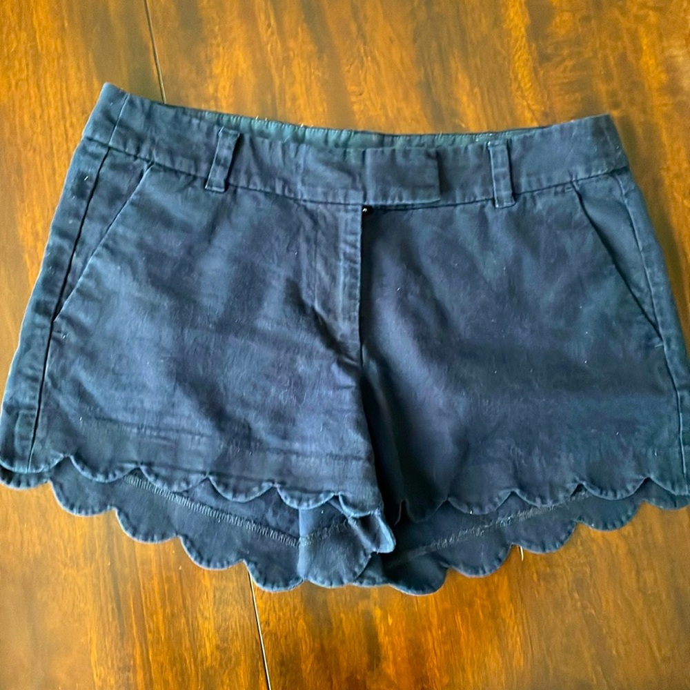 J Crew scalloped linen shorts Sz 8